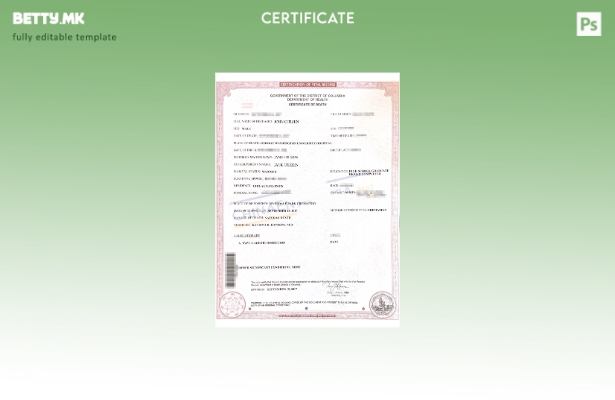 Модерен стил шаблон за сертификат за смртна област Колумбија